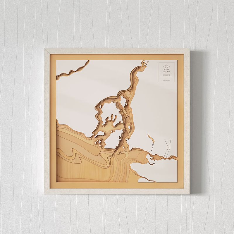 Cartes Pangea:cartes de contour 3D en bois de paysages aquatiques emblématiques