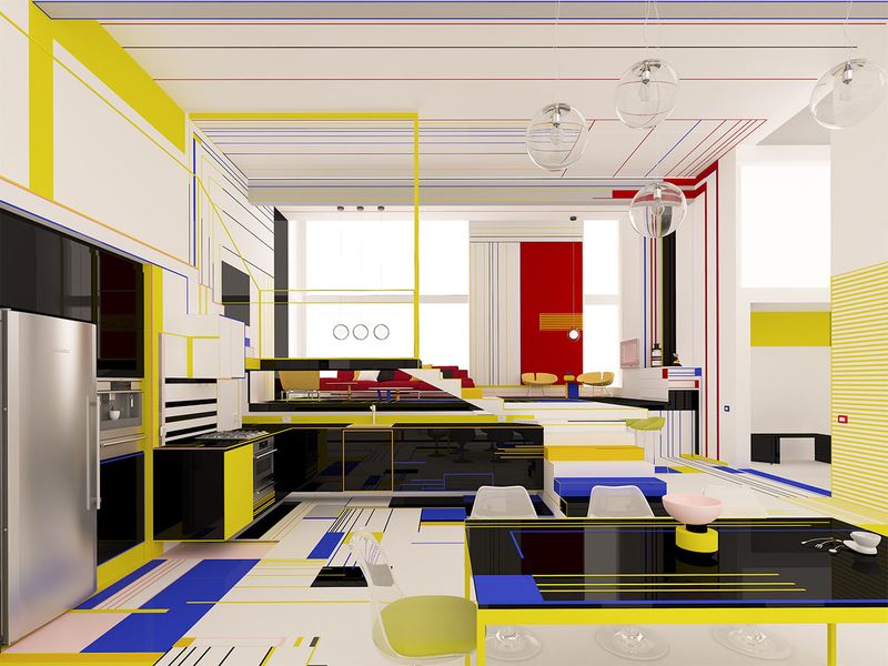 Brani et Desi conçoivent un intérieur inspiré de Piet Mondrian