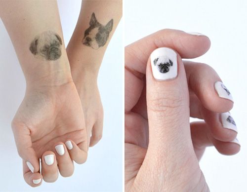 Tatouages temporaires de chiens et nail art de Hello Harriet
